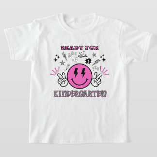 Bereit für den Kindergarten Rosa Retro Smiley T-Shirt