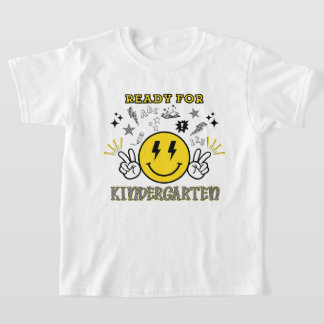 Bereit für den Kindergarten Rosa Retro Smiley T-Shirt