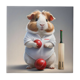 Bereit für den Pitch: Guinea im Cricket Gear, Fliese