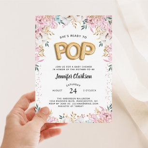 "Bereit für den Pop" Blumenjungen-Balloons Einladung