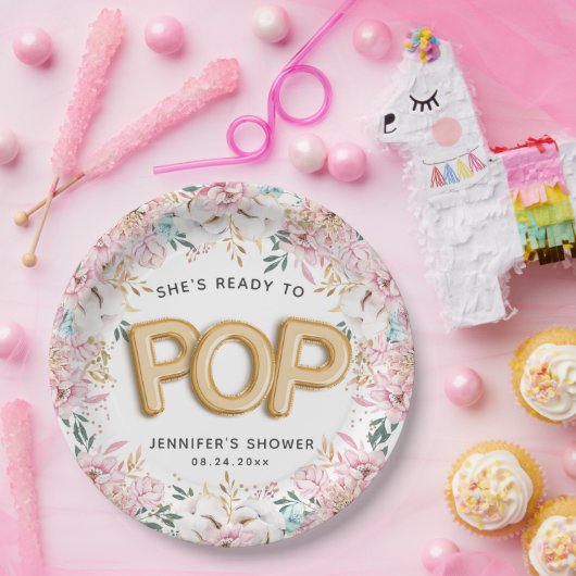 "Bereit für den Pop" Blumenjungen-Balloons Pappteller (Party)