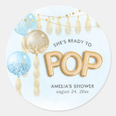 "Bereit für den Pop" Blumenjungen-Balloons Runder Aufkleber (Vorderseite)