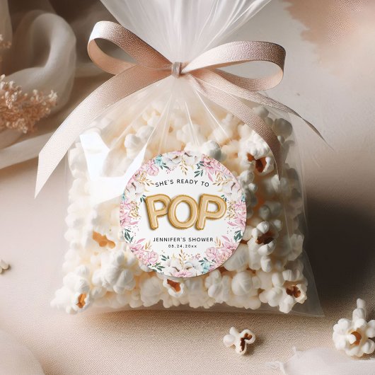 "Bereit für den Pop" Blumenjungen-Balloons Runder Aufkleber