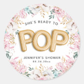 "Bereit für den Pop" Blumenjungen-Balloons Runder Aufkleber (Vorderseite)