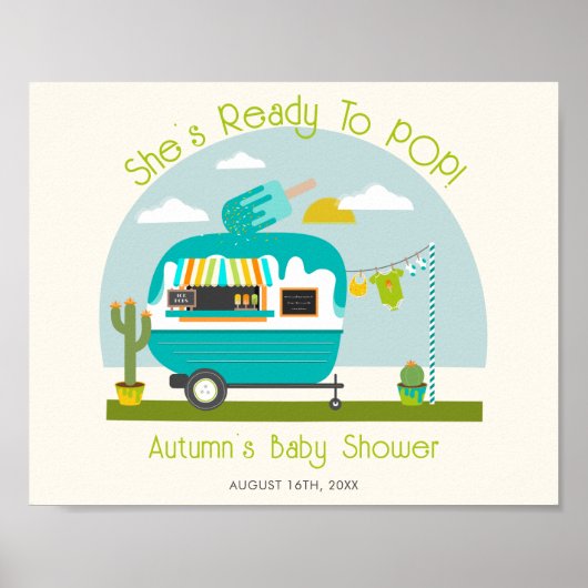 Bereit für den Pop Ice Pop Truck Boy Babydusche Poster (Vorne)