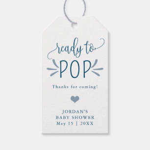 Bereit für den Pop Minimalistische Baby Dusche Blu Geschenkanhänger