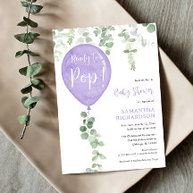 Bereit für den Pop moderne lila Ballon Babydusche