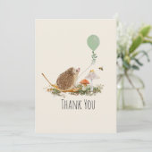 Bereit für den Pop Pilze Igel Babydusche Dankeskarte (Stehend Vorderseite)