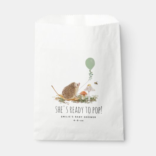 Bereit für den Pop Pilze Igel Babydusche Geschenktütchen (Vorderseite)