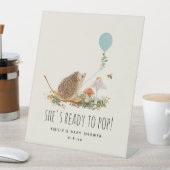 Bereit für den Pop Pilze Igel Babydusche Pink P Sockelschild (In Situ)