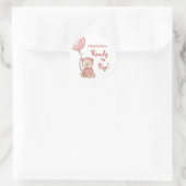 Bereit für den Pop Pink Bear Boho Babydusche Runder Aufkleber (Tasche)