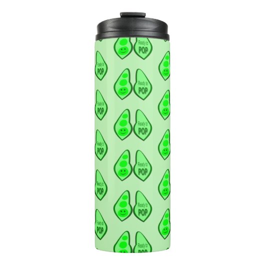 Bereit für den Pop Schwangere Grüne Erbse Thermosbecher (Vorderseite)