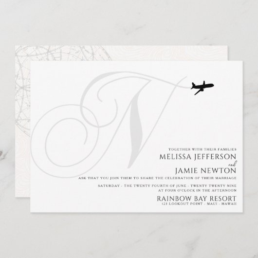 Bereit für den Start der ersten Hochzeit Einladung (Vorne/Hinten)