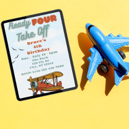 Bereit für den Start, Flugzeug 4. Geburtstag Einladung