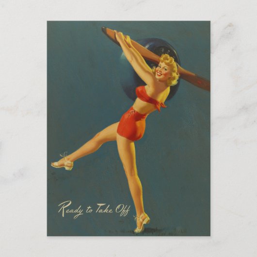 Bereit für den Start von PinUp Postkarte (Vorderseite)