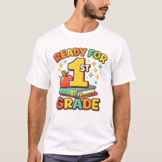 Bereit für die 1. Klasse Retro-Apfel-Buch Erster S T-Shirt