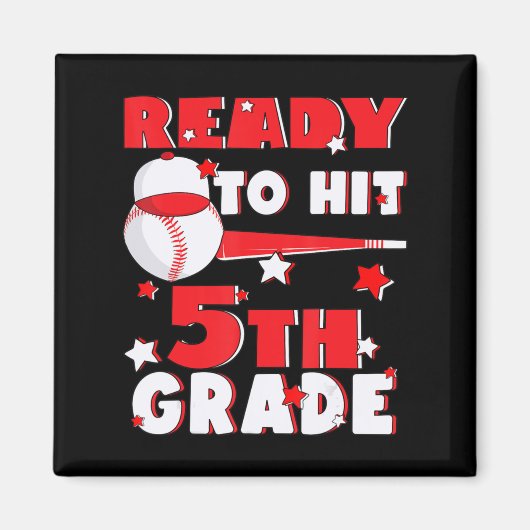 Bereit für die 5. Klasse Baseball Lehrer Kinder zu Magnet (Vorne)