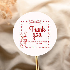 Bereit für die Babyparty mit Soda Runder Aufkleber