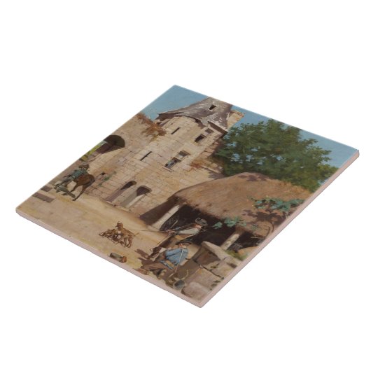 Bereit für die Jagd (mittelalterliche Szene) Fliese (Seite)