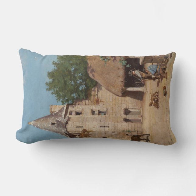 Bereit für die Jagd (mittelalterliche Szene) Lendenkissen (Vorderseite)