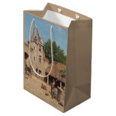 Bereit für die Jagd (mittelalterliche Szene) Mittlere Geschenktüte (Rückseite Schrägansicht)