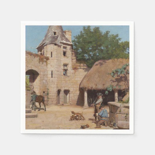 Bereit für die Jagd (mittelalterliche Szene) Serviette (Vorderseite)