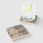 Bereit für die Jagd (mittelalterliche Szene) Steinuntersetzer (Seitenansicht)