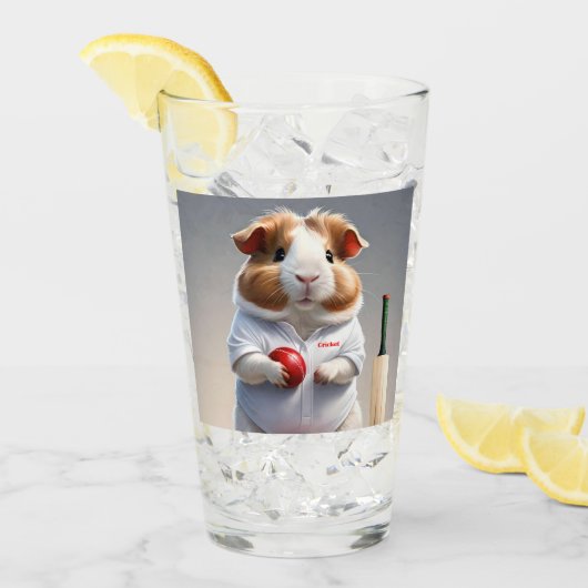Bereit für die Pitch, Guinea Schweinekricketer Glas (Vorderseite Ice)