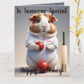 Bereit für die Pitch, Guinea Schweinekricketer Karte (Gelbe Blume)