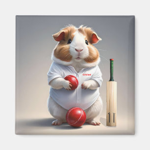 Bereit für die Pitch, Guinea Schweinekricketer Magnet