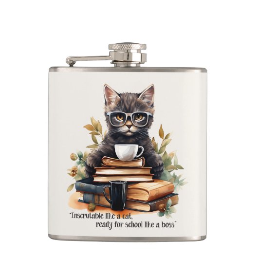 Bereit für die Schule wie ein Boss Flachmann (Vorderseite)