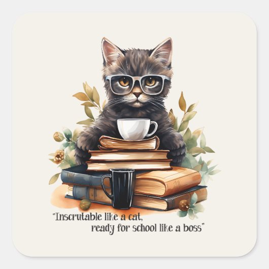 Bereit für die Schule wie ein Boss Quadratischer Aufkleber (Vorderseite)