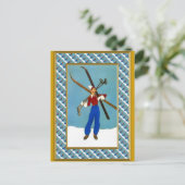 Bereit für die Skipisten Feiertagspostkarte (Stehend Vorderseite)