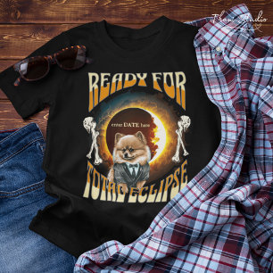 Bereit für Eclipse 2024 Niedlicher Hund Vintag T-Shirt