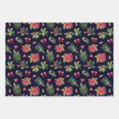 Bereit für eine Bow Weihnachten Poinsettia Rot Kar Geschenkpapier Set (Vorderseite)