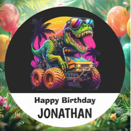 Bereit für eine Dino-Mite Geburtstagsparty Runder Aufkleber