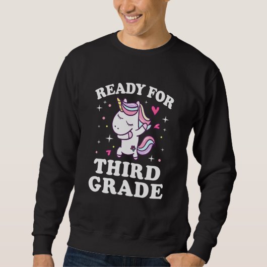 Bereit für Einhorn-Mädchen der dritten Klasse Dabb Sweatshirt (Vorderseite)