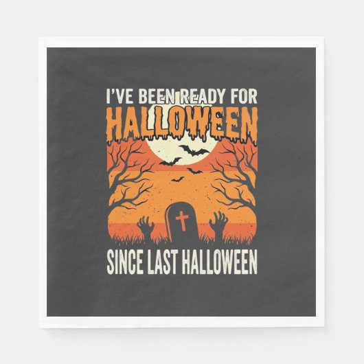 Bereit für Halloween-Friedhof-Design_1 Serviette (Vorderseite)