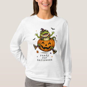 Bereit für Halloween Süße Hexenfrosch-Kürbisplanta T-Shirt