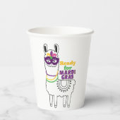 Bereit für Mardi Gras Lama Masken Party Pappbecher (Rückseite)