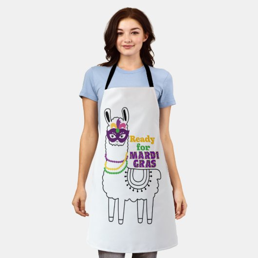 Bereit für Mardi Gras-Lamas-Maske Schürze (Getragen)