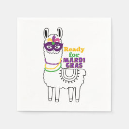 Bereit für Mardi Gras-Lamas-Maske Serviette