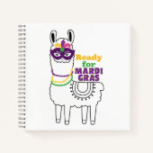 Bereit für Mardi Gras niedliche Lama-Perlen lila M Notizblock (Vorderseite)
