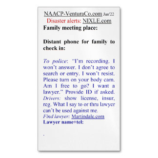 Bereit für Notfälle: Desaster oder Polizei Magnetische Visitenkarte