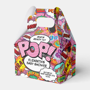 Bereit für Pop Baby Shower Rosa Comic-Book Geschenkschachtel