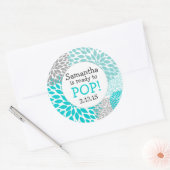 Bereit für Pop Babydusche Gefallen / türkisfarbene Runder Aufkleber (Umschlag)