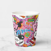 Bereit für Pop Babydusche Rosa Comic Buch Pappbecher (Links)