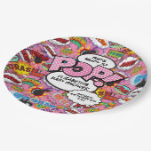 Bereit für Pop Babydusche Rosa Comic Buch Pappteller (Schrägansicht)