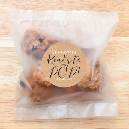 Bereit für Pop Babydusche Rustikale Kraft-Drehbuch Runder Aufkleber