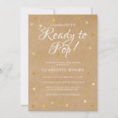 Bereit für Pop Babydusche / Sprinkle-Gold-Herzen Einladung (Vorderseite)